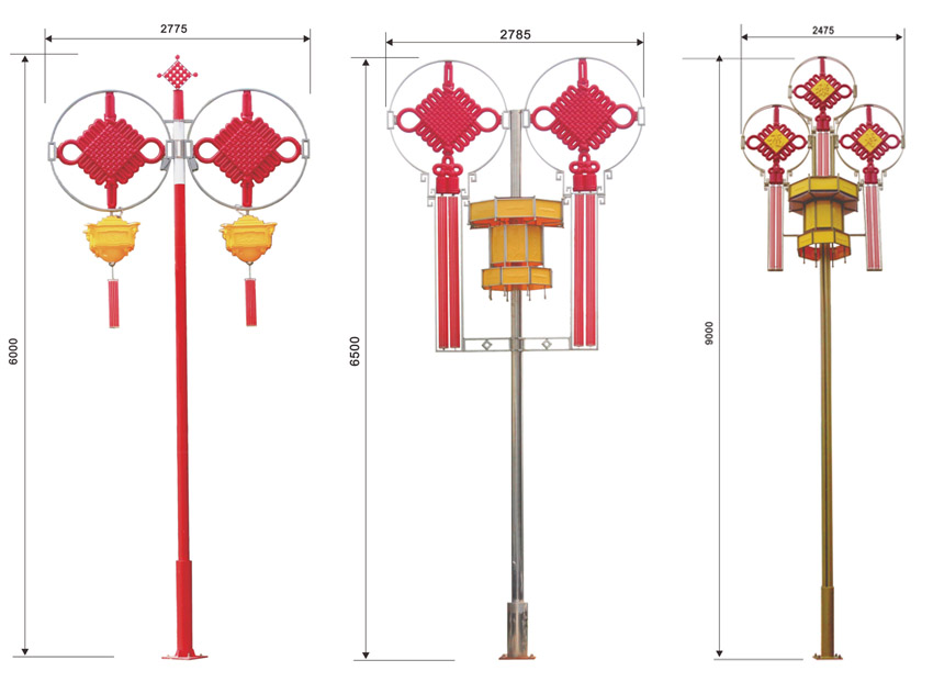 6米、9米高立桿中國(guó)結(jié)燈宮燈尺寸圖