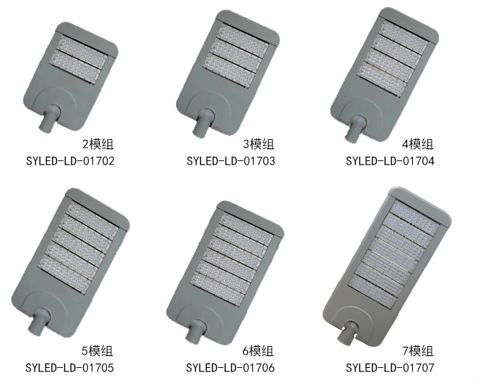 SYLED-LD-017-LED新款模組路燈燈具不同功率系列實物圖展示